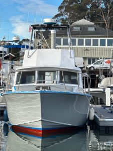 a boat docked at a dock